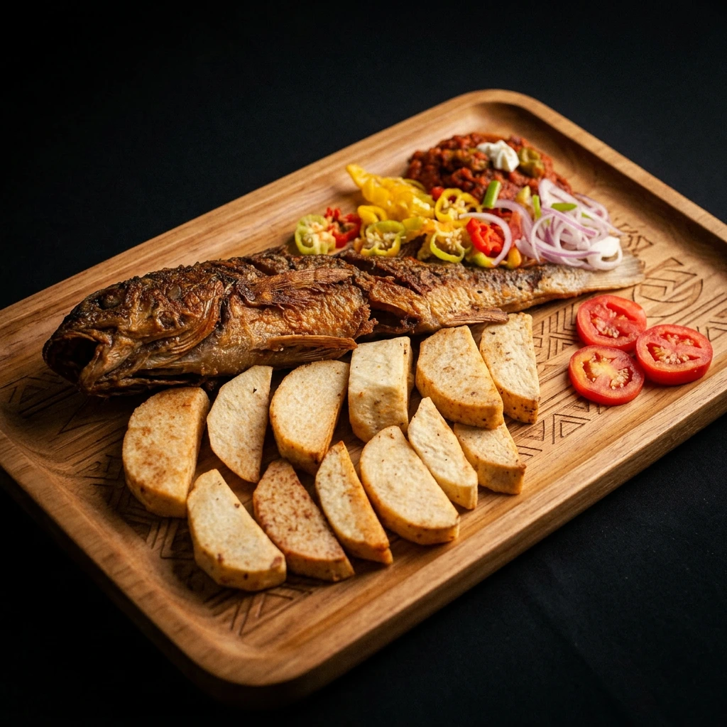 poisson braisé (ou frit) avec alloco Commande Paris